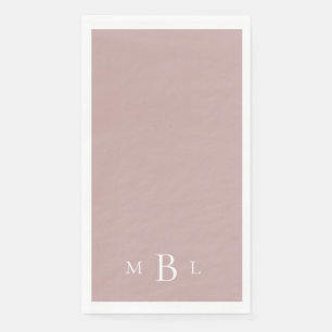 Simple White Monogram Dusty Rose Wedding Napkin