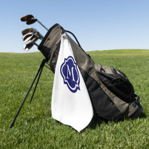 Simple White Monogram Golf Towel