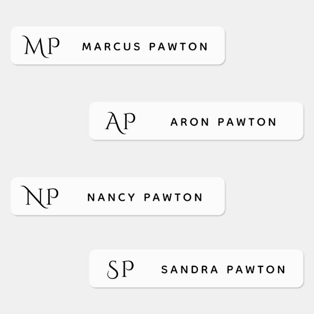 Simple White Monogram Kids Name Clothing (Group)