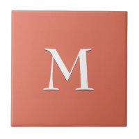Simple White MONOGRAM on Terracotta
