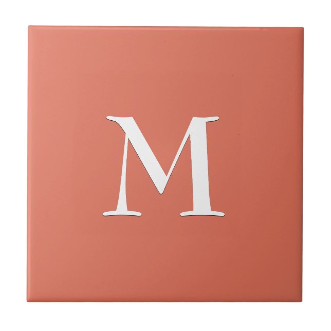 Simple White MONOGRAM on Terracotta Tile (Front)