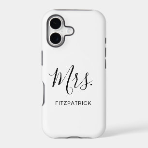Simple White Mrs Last Name Newlywed Bride Wedding