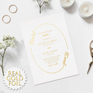 Simple White Name Oval Border Wedding Real