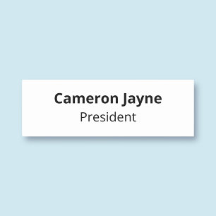 Simple White Name Tag Custom Business Owner Staff