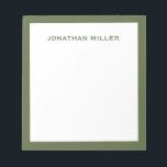Simple White Navy Typographic Notepad<br><div class="desc">A professional notepad with a minimalist design in olive green and white. Custom monogram name on a simple white background,  framed by an olive green border. Personalise using the fields provided or use the 'message' button to contact the designer for help.</div>