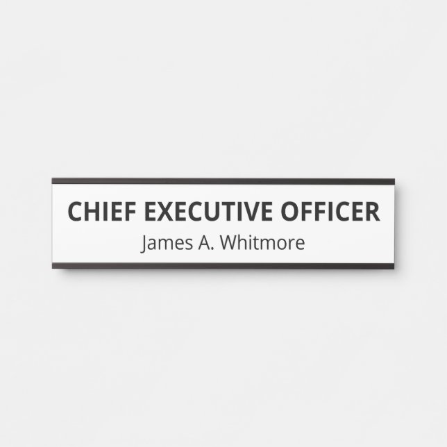 Simple White Office Name Title Door Sign (Front)