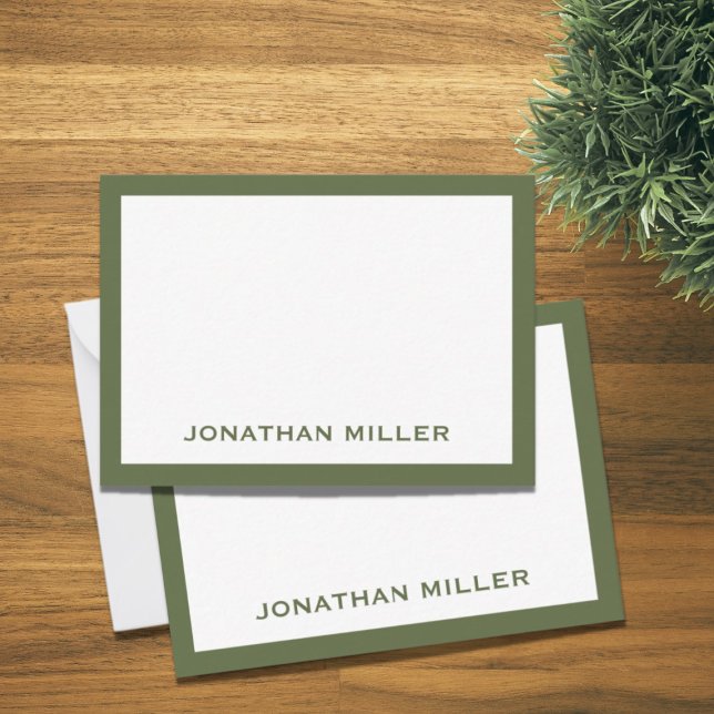 Simple White Olive Typographic Name Card (Creator Uploaded)