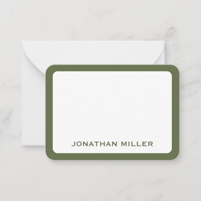 Simple White Olive Typographic Name Round Edges Card (Front)