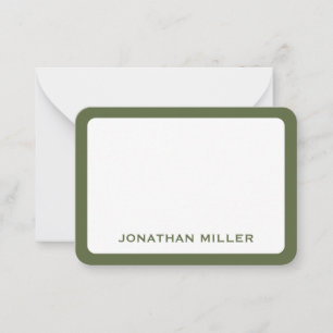 Simple White Olive Typographic Name Round Edges Card