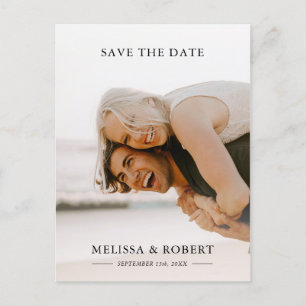 Simple White Overlay Save the Date PHOTO Announcement Postcard