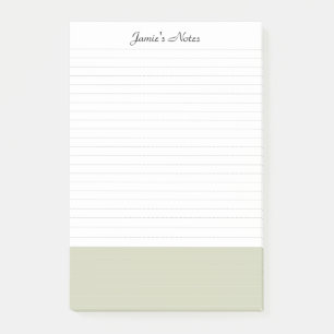 Simple White Pastel Green Lined  Post-it Notes