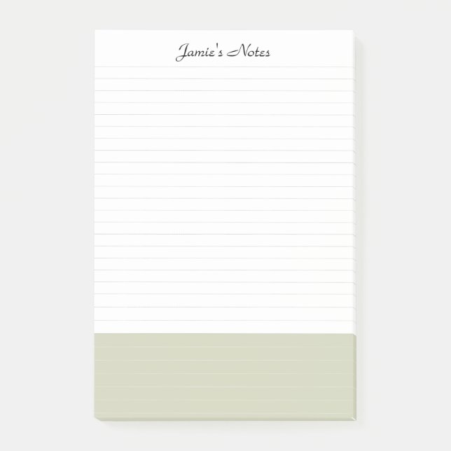 Simple White Pastel Green Lined  Post-it Notes (Front)