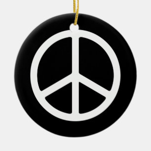 Simple White Peace Sign Ornament