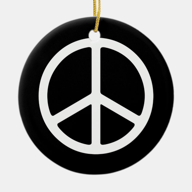 Simple White Peace Sign Ornament (Front)