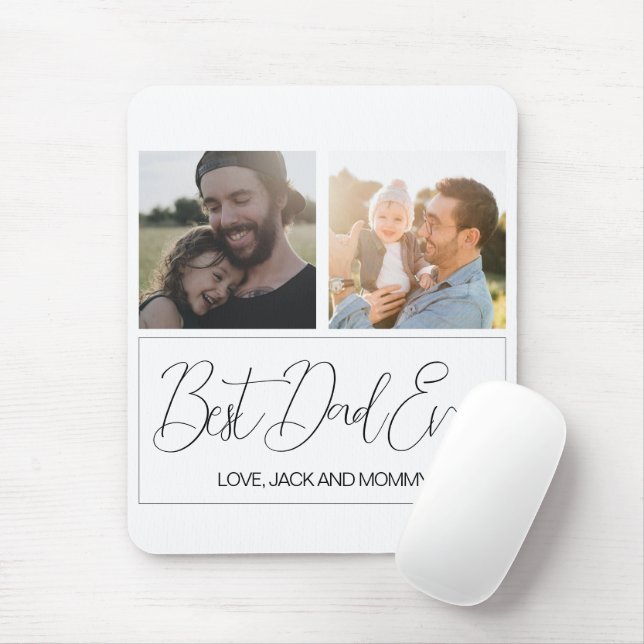 Simple White Photo Collage Fathers Day Mouse Mat (With Mouse)