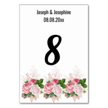 Simple White Pink Floral Bouquet TABLE NUMBER