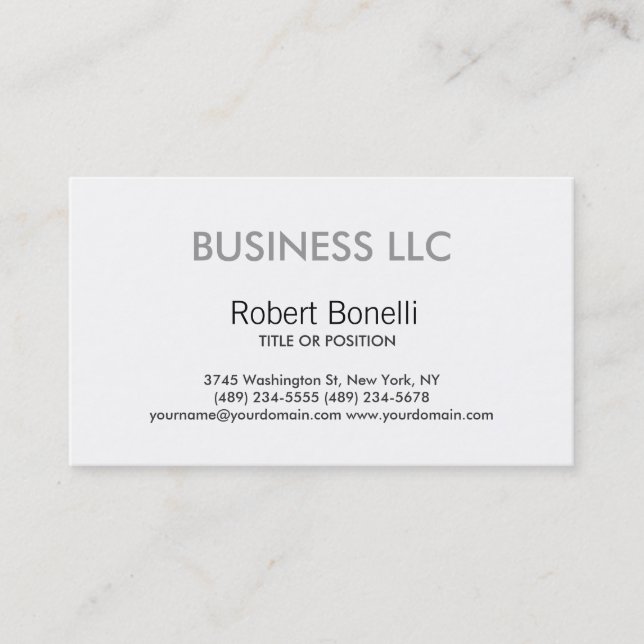 Simple White Plain Modern Business Card (Front)