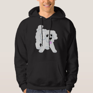 Simple White Poodle Puppy Blue Hoodie