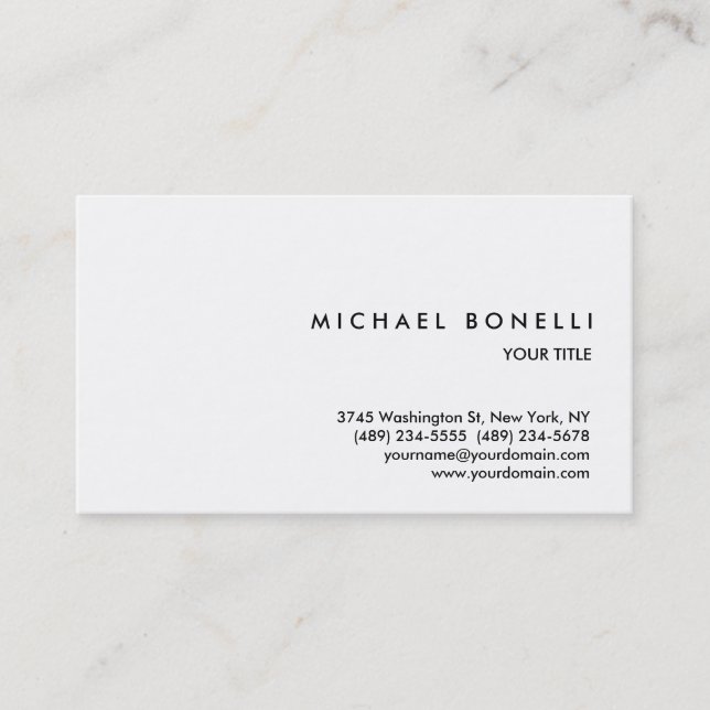 Simple White Professional Business Card (Front)
