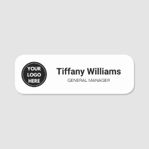 Simple White Professional Custom Logo Name Tag