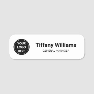 Simple White Professional Custom Logo Name Tag