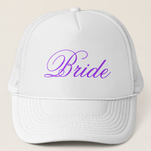 Simple white purple Bride hat