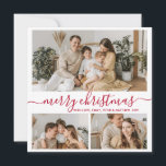 Simple White Red 3 Photo Collage Christmas Holiday Card<br><div class="desc">Elegant, Simple, Handwritten Calligraphy Red and White 3 Photo Collage Merry Christmas Script Holiday Card. This festive, minimalist three (3) photo holiday card template features a nice photo collage and says „Merry Christmas”! The „Merry Christmas” greeting text is written in a pretty hand lettered swirly swash-tail font in red on...</div>