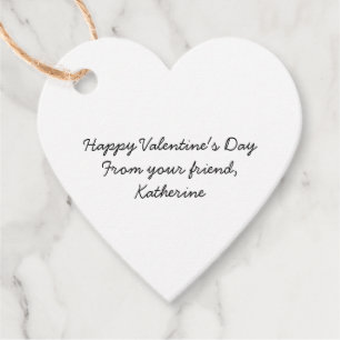 Simple white red heart classroom Valentine's Day Favour Tags