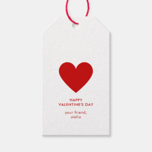 Simple White Red Heart Dots Happy Valentine's Day Gift Tags
