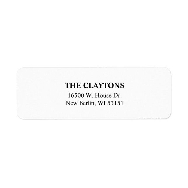 Simple White Return Address Labels (Front)