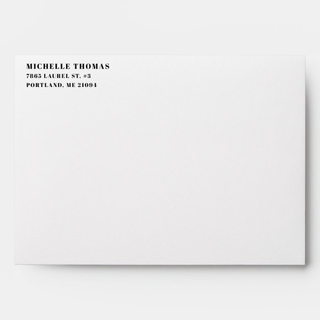 Simple White Return Address Left Aligned Envelope (Front)