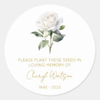 Simple White rose Memorial Seed Packet