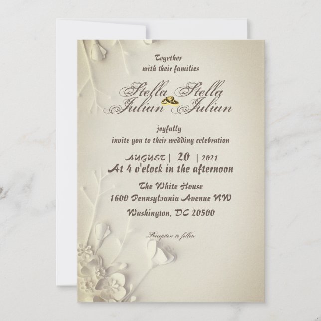 simple white roses invitation (Front)