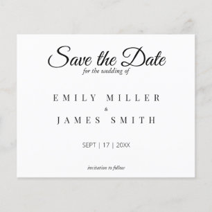 Simple White Save the Date Budget Wedding