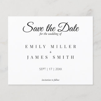Simple White Save the Date Budget Wedding