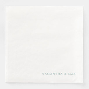 Simple White Seafoam Couple Names Dinner Napkin