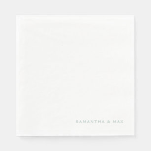 Simple White Seafoam Couple Names Luncheon Napkin