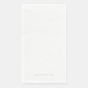 Simple White Seafoam Couple Names Modern Guest Napkin