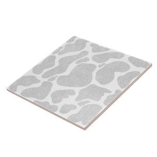 Simple White Silver Large Cow Spots Tile