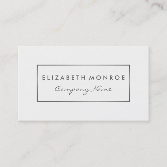 Simple White & Silver, Silver Foil Effect Business Card (Front)
