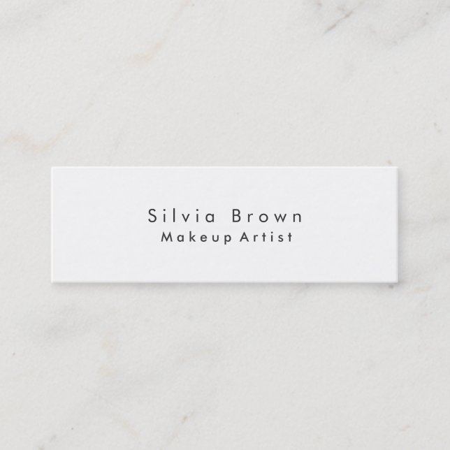 Simple White Skinny Makeup Artist Stylist Mini Business Card (Front)
