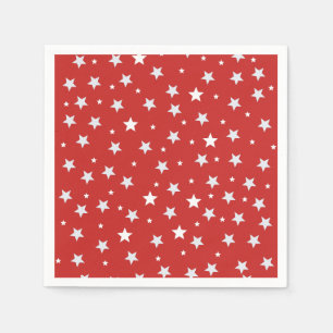 Simple White Stars on Red Holidays Napkin