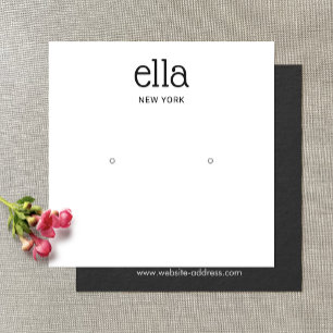 Simple White Stud Earring Display Card Square