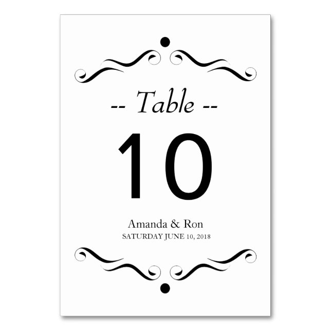 Simple White Table Number (Front)