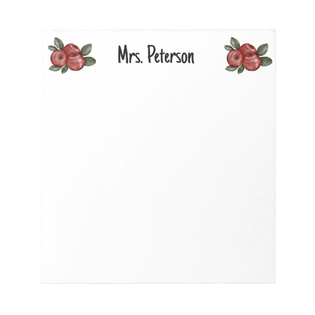 Simple White Teacher Appreciation Custom Editable  Notepad (Front)