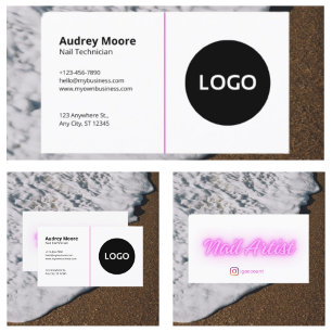 Simple White Template Nail Technician Business Card