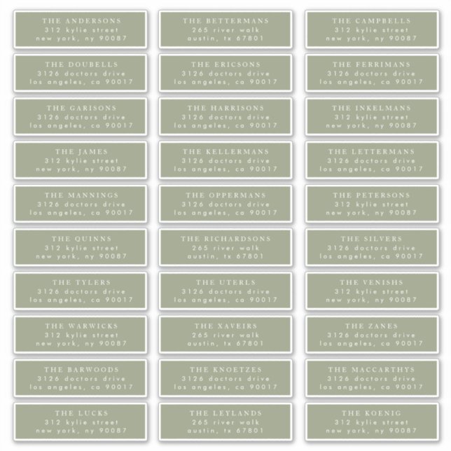 Simple White Text and Sage Guest Address Wedding (Front)