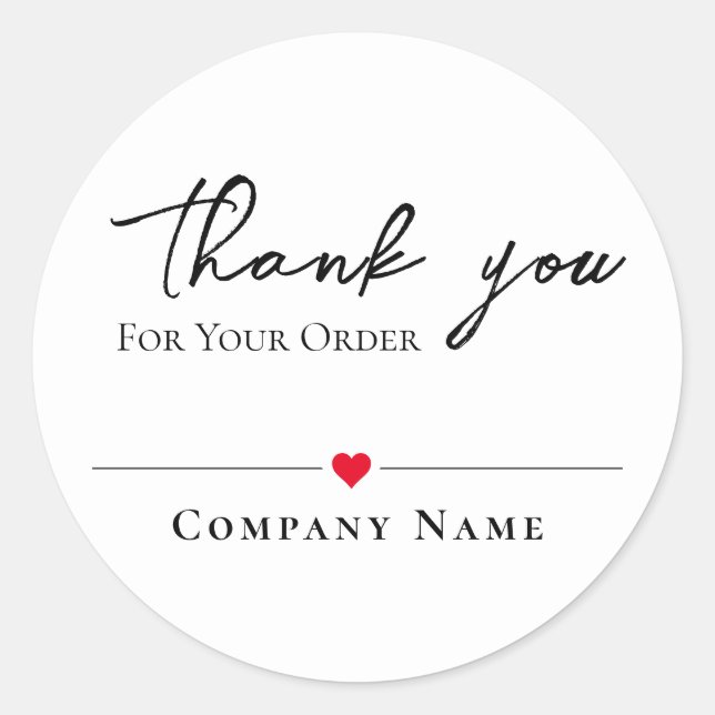 Simple White Thank you label for business Sticker (Front)