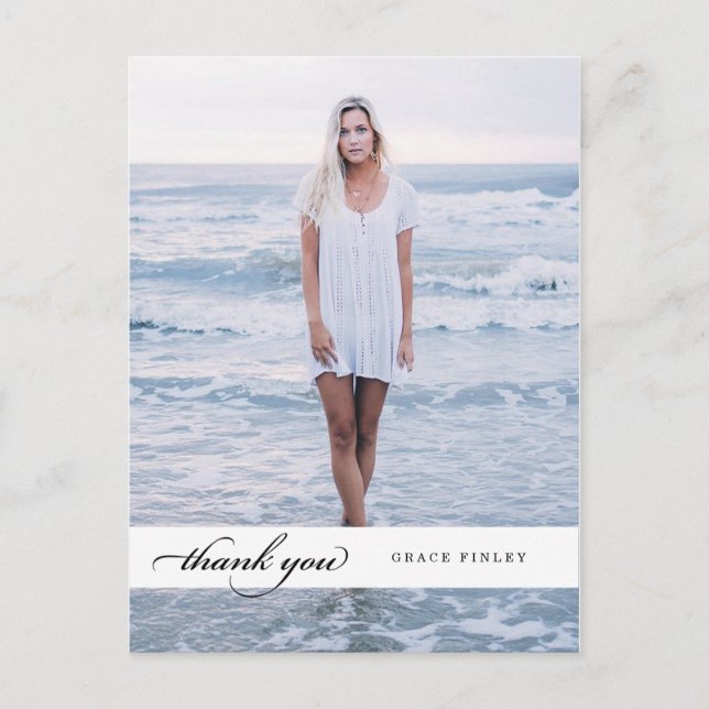 Simple White Thank You Photo Postcard (Front)