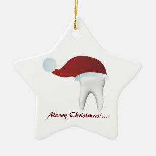 Simple White Tooth With A Red Hat Christmas Decor Ceramic Tree Decoration